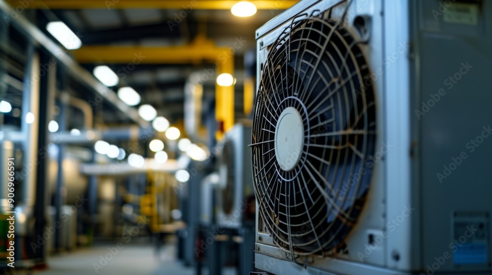 Fototapeta premium Large industrial air-conditioning unit in a facility