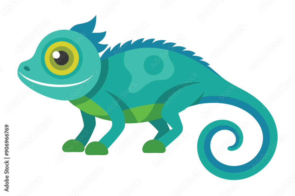 Chameleon animal flat vector illustration on white background. Chameleon animal flat vector illustration on white background.