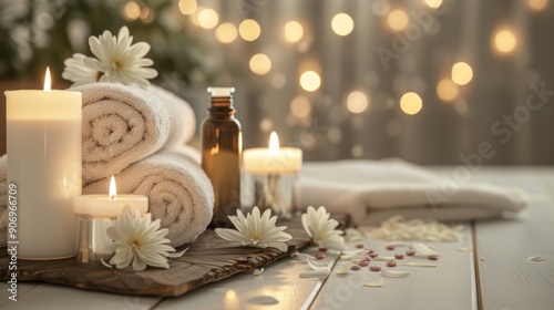 Serene arrangement of spa treatment items