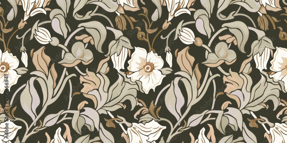 Elegant Floral Pattern on Dark Background Elegant Floral Pattern on Dark Background