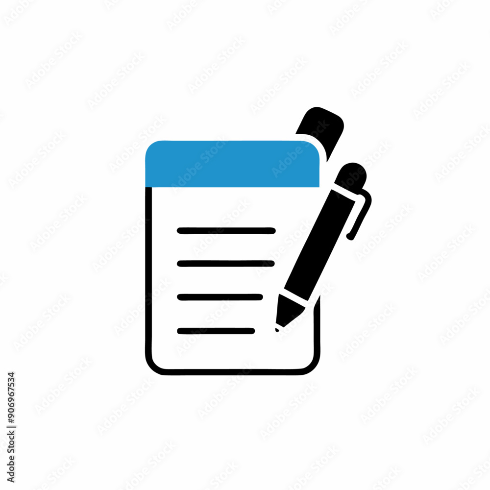 A notepad sign with pen vector illustration, isolated white background (9) A notepad sign with pen vector illustration, isolated white background (9)