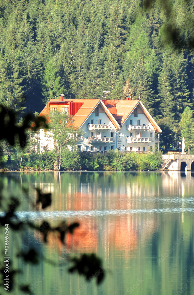 Antholz lake in the Dolomites, Italy Antholz lake in the Dolomites, Italy