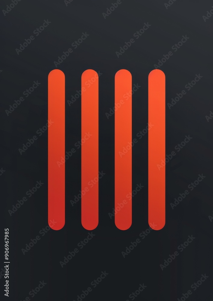 Fototapeta premium Minimalistic pattern of four vertical red bars on a dark background