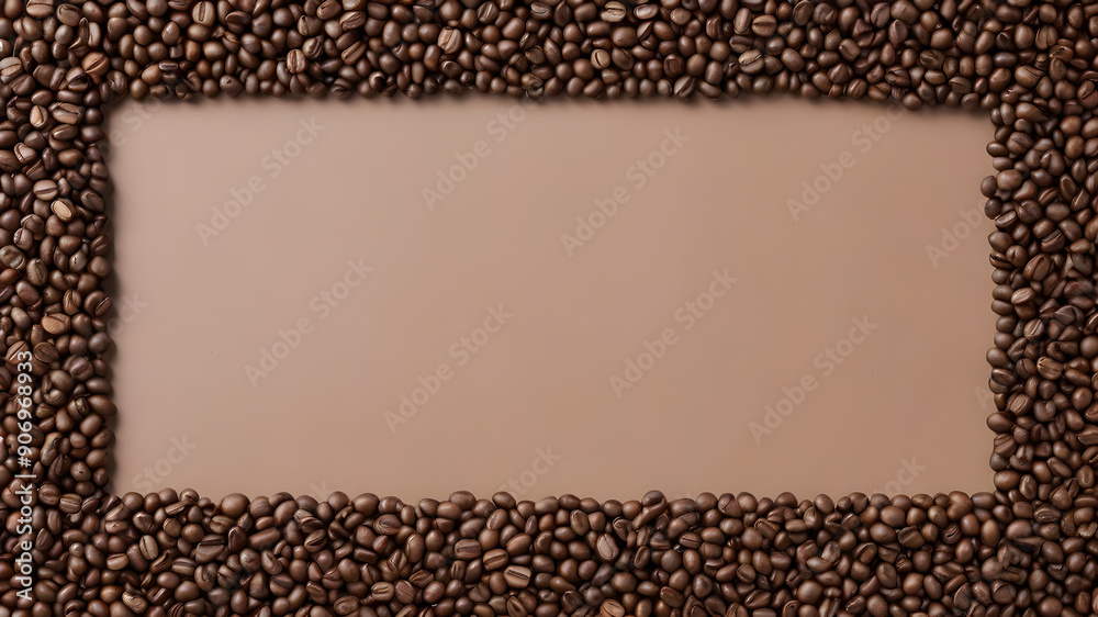 Frame made from coffee beans, text space. Generative AI Frame made from coffee beans, text space. Generative AI