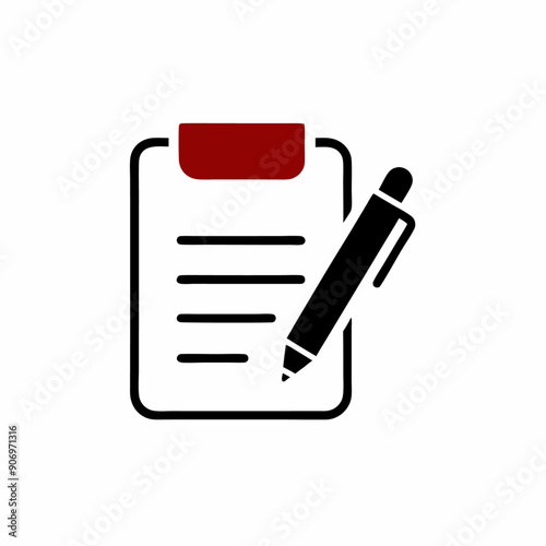 A notepad sign with pen vector illustration, isolated white background (22)