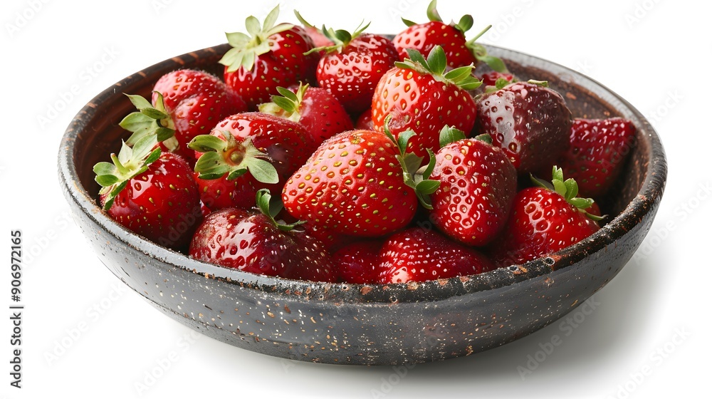 Fresh and Juicy Strawberries in a Rustic Bowl Fresh and Juicy Strawberries in a Rustic Bowl
