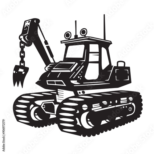 CRAWLER CARRIER in cartoon, doodle style . Image for t-shirt, web, mobile apps and ui. Isolated 2d vector illustration in logo, icon, sketch style, Eps 10, black and white. AI Generative
