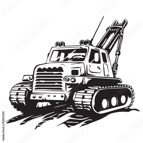 CRAWLER CARRIER in cartoon, doodle style . Image for t-shirt, web, mobile apps and ui. Isolated 2d vector illustration in logo, icon, sketch style, Eps 10, black and white. AI Generative
