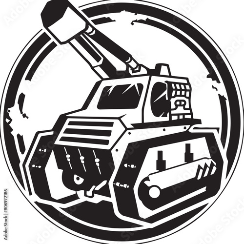CRAWLER CARRIER in cartoon, doodle style . Image for t-shirt, web, mobile apps and ui. Isolated 2d vector illustration in logo, icon, sketch style, Eps 10, black and white. AI Generative