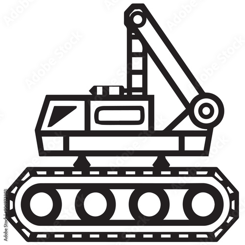 CRAWLER CARRIER in cartoon, doodle style . Image for t-shirt, web, mobile apps and ui. Isolated 2d vector illustration in logo, icon, sketch style, Eps 10, black and white. AI Generative