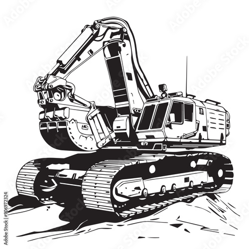 CRAWLER CARRIER in cartoon, doodle style . Image for t-shirt, web, mobile apps and ui. Isolated 2d vector illustration in logo, icon, sketch style, Eps 10, black and white. AI Generative