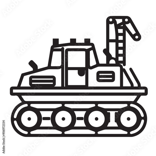 CRAWLER CARRIER in cartoon, doodle style . Image for t-shirt, web, mobile apps and ui. Isolated 2d vector illustration in logo, icon, sketch style, Eps 10, black and white. AI Generative