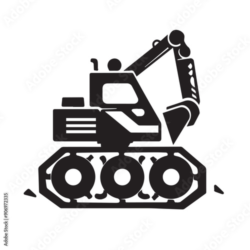 CRAWLER CARRIER in cartoon, doodle style . Image for t-shirt, web, mobile apps and ui. Isolated 2d vector illustration in logo, icon, sketch style, Eps 10, black and white. AI Generative