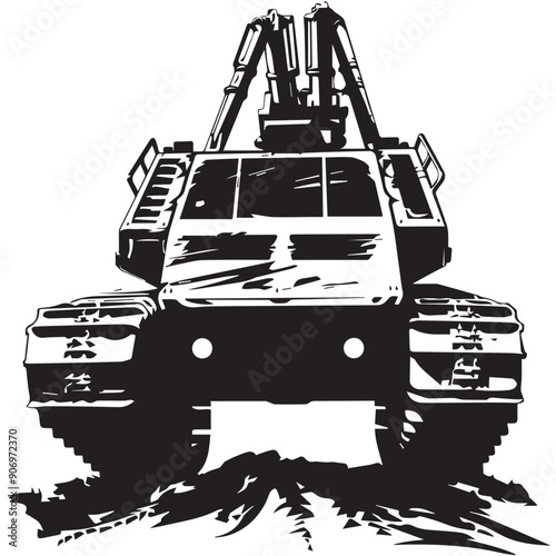 CRAWLER CARRIER in cartoon, doodle style . Image for t-shirt, web, mobile apps and ui. Isolated 2d vector illustration in logo, icon, sketch style, Eps 10, black and white. AI Generative