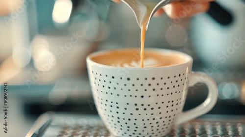 Pouring Freshly Brewed Coffee Into a White Cup on a Dark Table