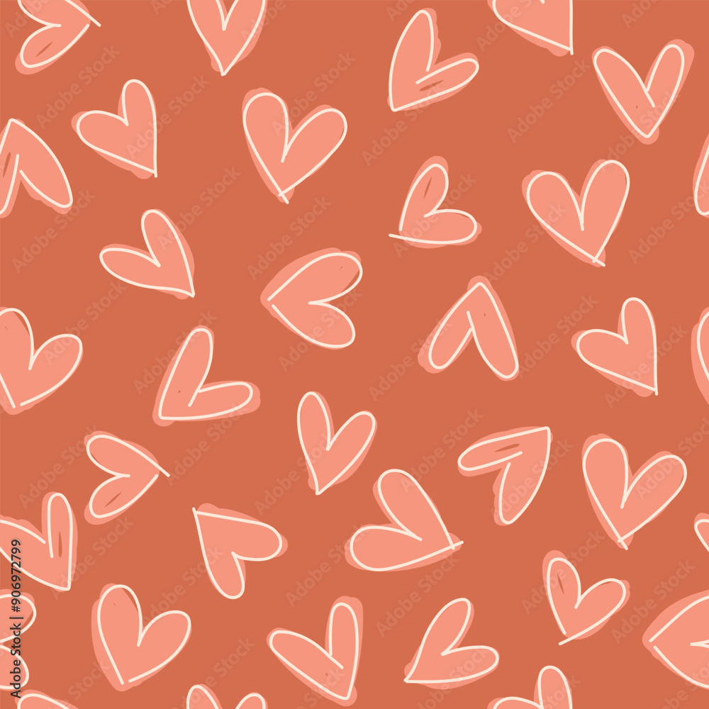 Seamless pattern with hearts, on brown background. Seamless pattern with hearts, on brown background.
