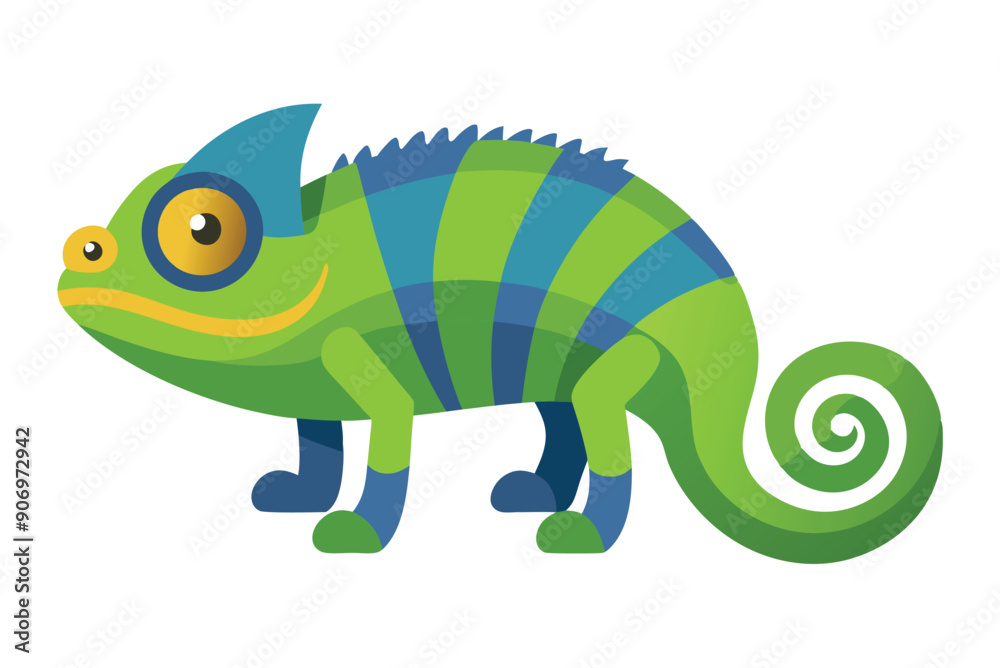 Fototapeta premium Chameleon animal flat vector illustration on white background. 