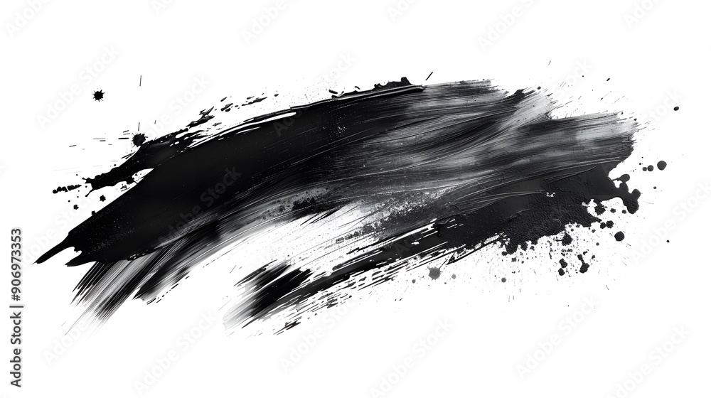 Dynamic Black Paint Stroke with Splatter Effects Dynamic Black Paint Stroke with Splatter Effects