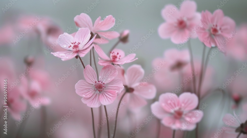 Delicate Pink Flowers Blooming in a Soft Spring Garden Delicate Pink Flowers Blooming in a Soft Spring Garden