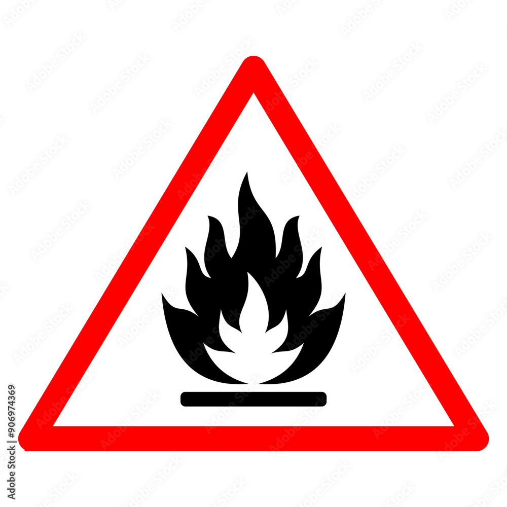 Flammable substances sign. Vector illustration of red triangle warning sign with flame fire inside. Attention. Caution flammable materials. hazard icon. printable vector. Flammable substances sign. Vector illustration of red triangle warning sign with flame fire inside. Attention. Caution flammable materials. hazard icon. printable vector.