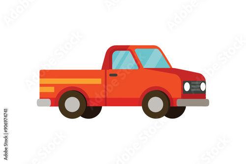  cartoon pickup truck vector art illustration