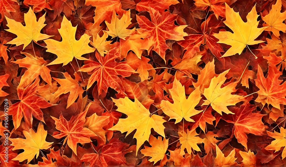 Autumnal vibrant orange maple leaves background Autumnal vibrant orange maple leaves background