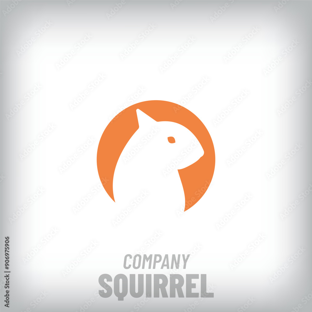 Naklejka premium Modern round squirrel design logo. Creative animal, company icon template. vector
