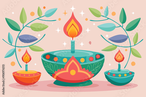 Diya candle for celebration of Diwali holiday