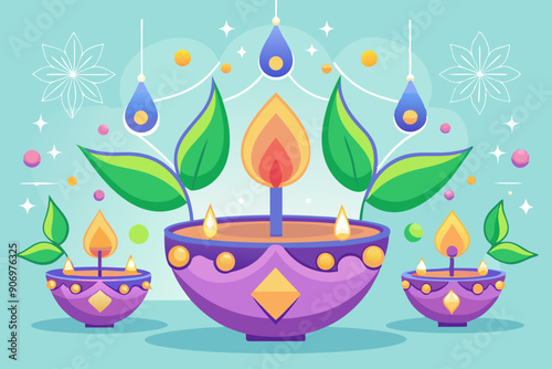 Diya candle for celebration of Diwali holiday