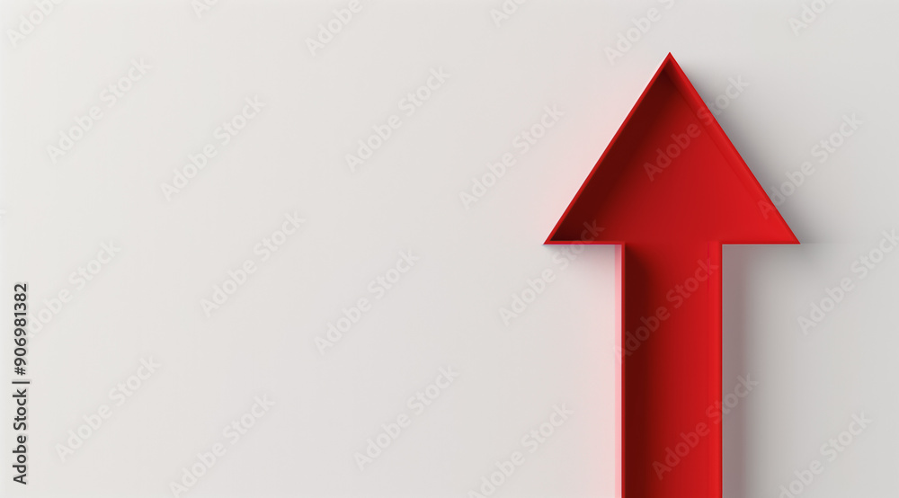 Bold red arrow pointing upward, isolated on a light background, symbolizing growth.
Bold red arrow pointing upward, isolated on a light background, symbolizing growth.