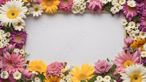 Wallpaper Mural Frame made of flowers, text space. Generative AI Torontodigital.ca