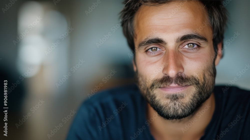 Close-Up Portrait of a Man With Intense Eyes and a Beard in Natural Light Close-Up Portrait of a Man With Intense Eyes and a Beard in Natural Light