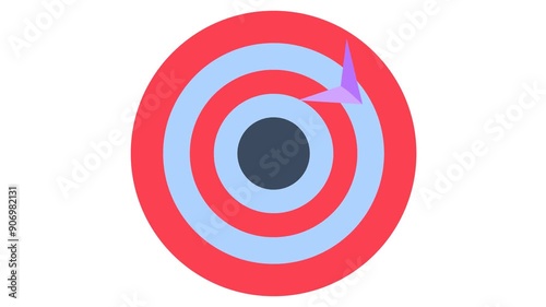 Dartboard Cartoon Animation in Transparent Background. Suitable for Focus Target Achievement Video Content