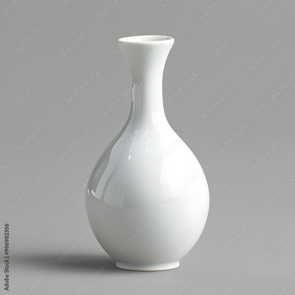 White ceramic vase isolated on grey background