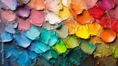 Colorful Palette of Thick Paint Strokes