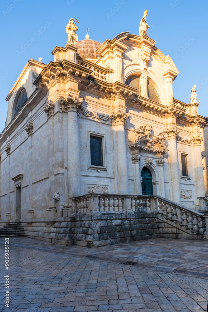 Obraz premium View of the Church of St. Blaise built between 1706 and 1715 in the Old city of Dubrovnik, Croatia