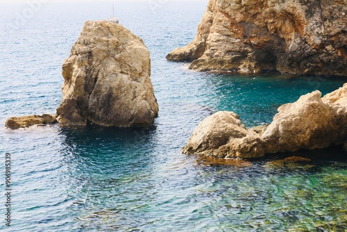 Rocky shoreline in the Croatian islands on the Adriatic Sea 