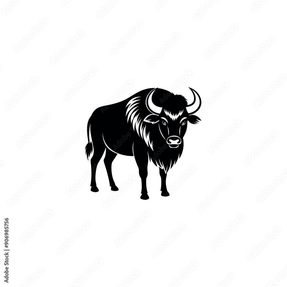 Abstract vector illustration of American bison silhouette Abstract vector illustration of American bison silhouette