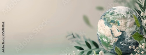 Earth Surrounded by Greenery Against Soft Background