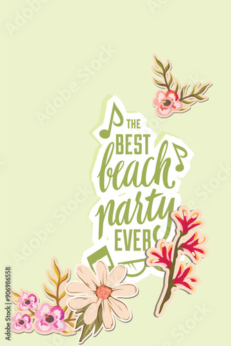 Vector illustration with summer and florar typography photo