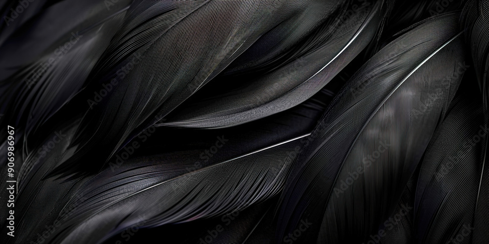 Fototapeta premium Texture Black Feathers Abstract Background