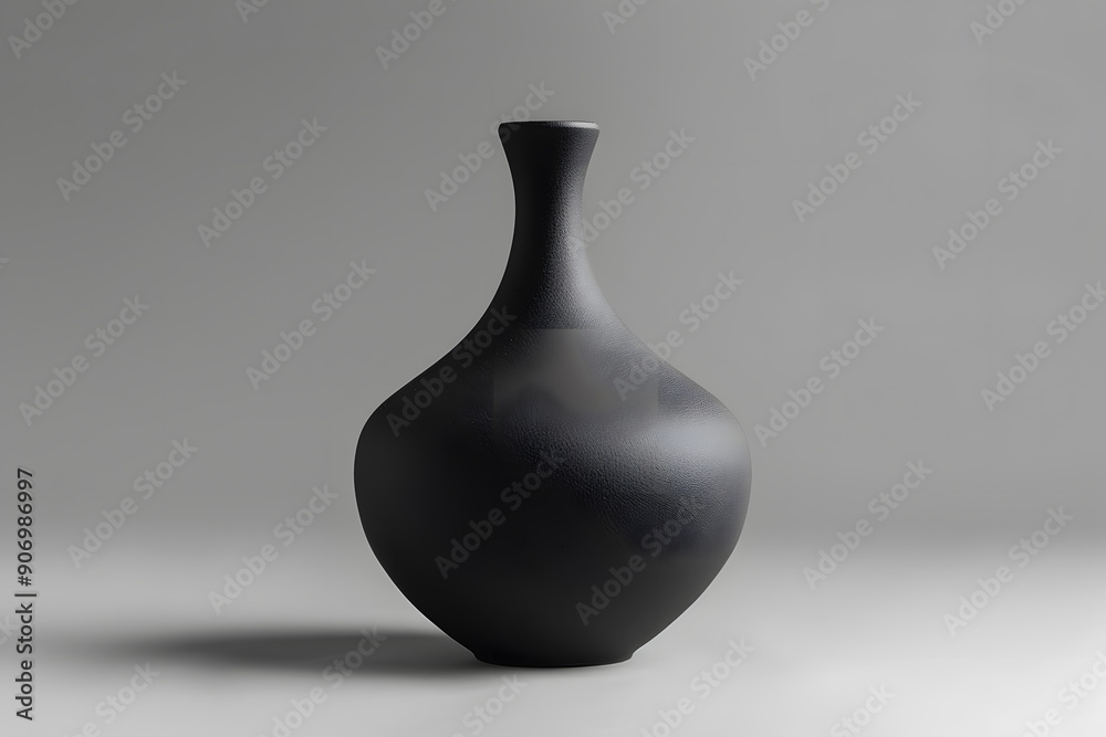 Black ceramic vase isolated on grey background Black ceramic vase isolated on grey background