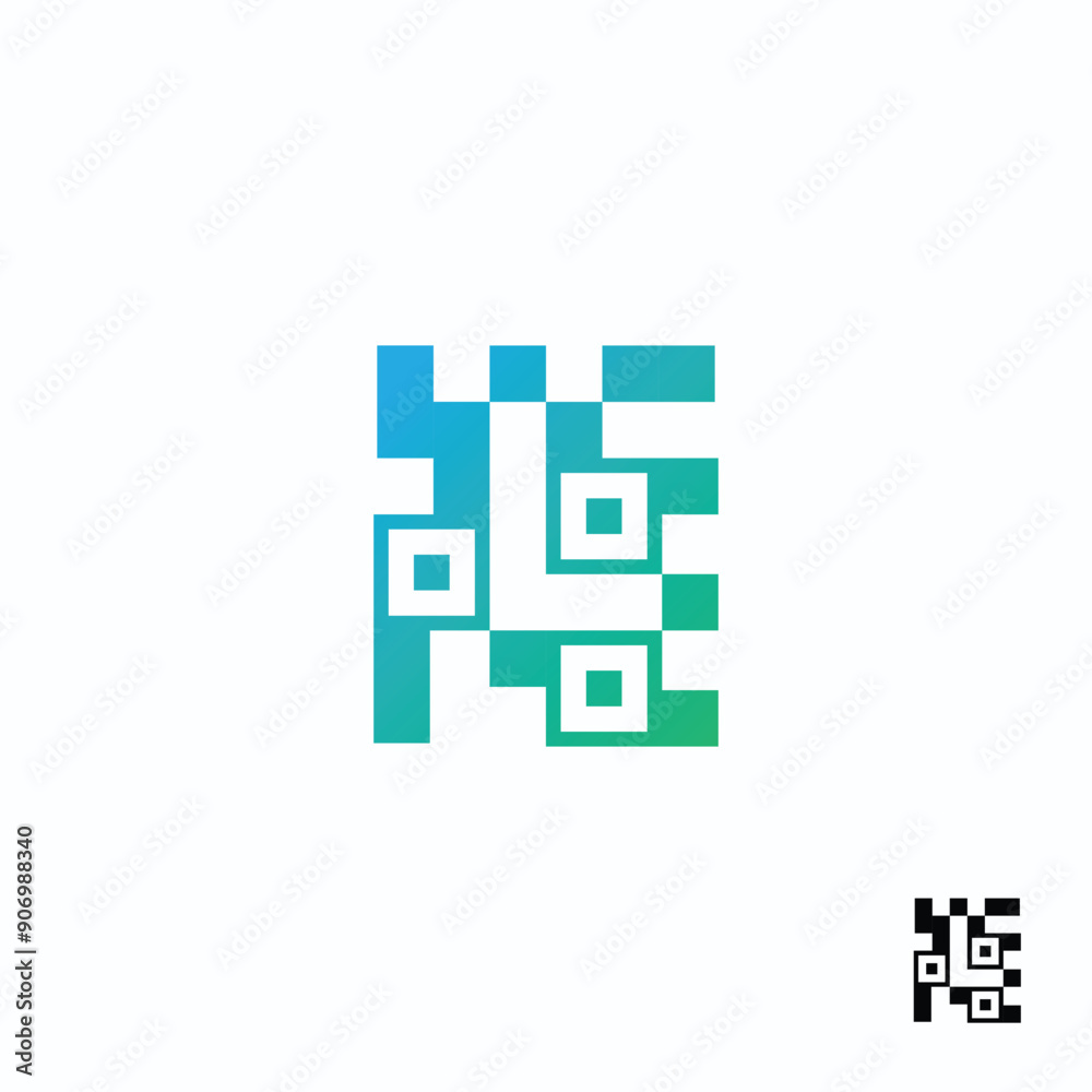 Letter L creative technological modern data pixel QR Code logo Letter L creative technological modern data pixel QR Code logo