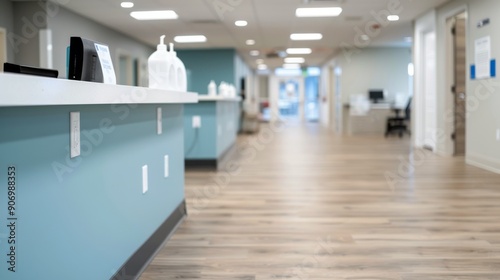 Modern Healthcare Facility Interior With Reception Area and Open Hallway