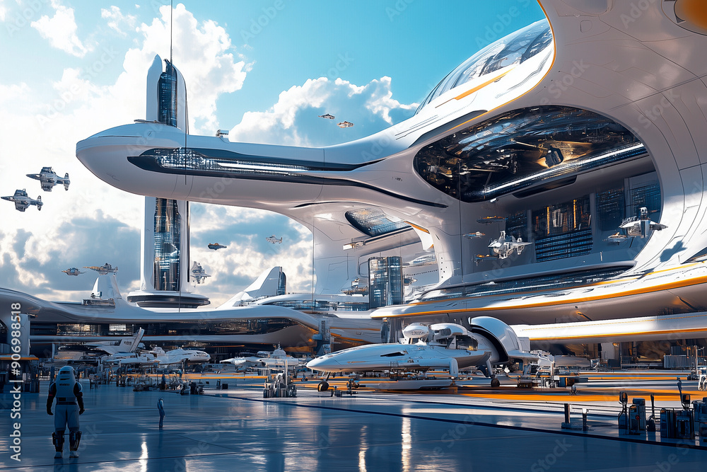 a futuristic cityscape where AI-powered robots and humans coexist harmoniously. Skyscrapers are adorned with holographic displays, and autonomous flying vehicles navigate the skies a futuristic cityscape where AI-powered robots and humans coexist harmoniously. Skyscrapers are adorned with holographic displays, and autonomous flying vehicles navigate the skies