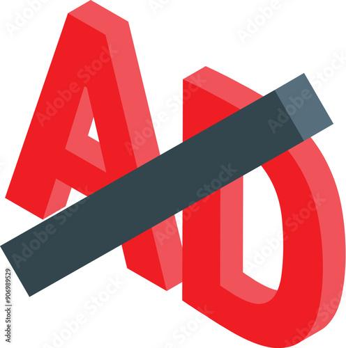 3d letters ad crossed out with a gray bar representing the concept of ad blocking Free Download 3d letters ad crossed out with a gray bar representing the concept of ad blocking - GFXLoad