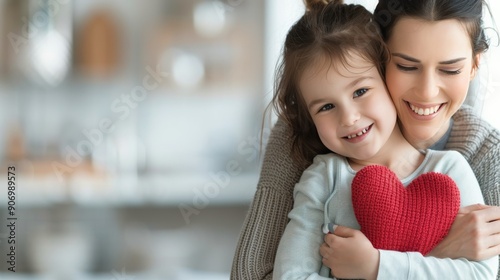 Mother Embracing Daughter in Cozy Indoor Setting During Daytime