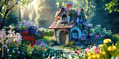 Fantasy house in a fairytale forest photo