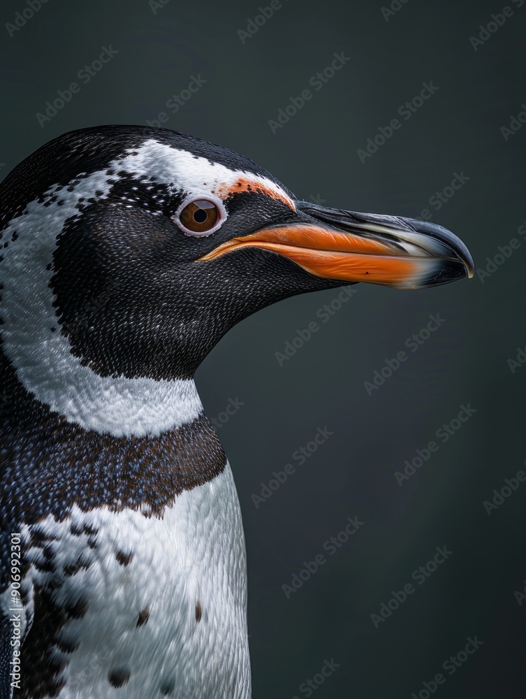 Naklejka premium Majestic Profile of a King Penguin in Rain