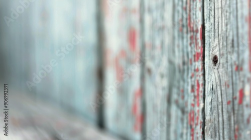 Weathered Wooden Plank With Flaking Paint Under Natural Light